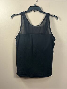 Lands' End Black Tankini Top with Sheer Mesh Yoke